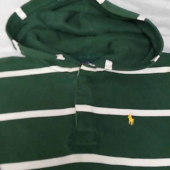 Polo..2 Button Pullover Hoodie..Boys Sz 10-12..Green&Cream - Picture 5 of 6
